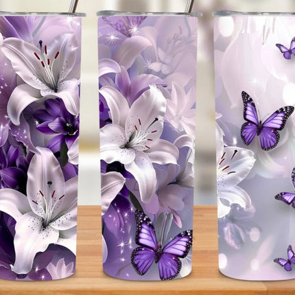 Tumbler bloemen en vlinder