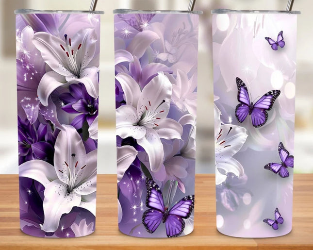 Tumbler bloemen en vlinder