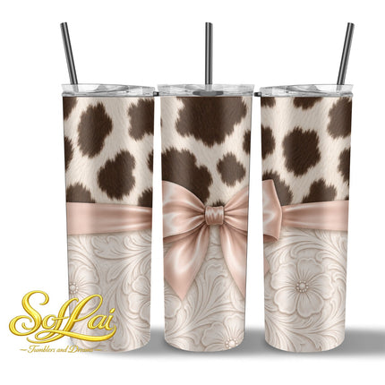 Tumbler Witte bloemen en koe vlekken 1007