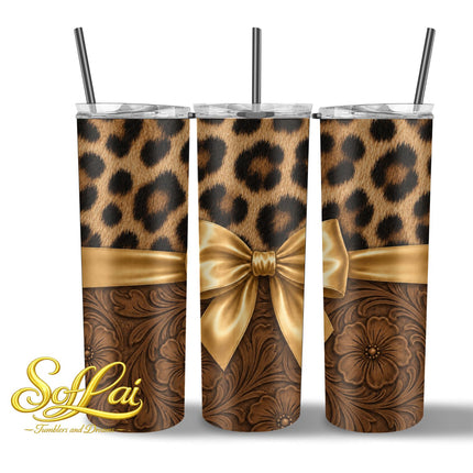 Tumbler Bruine bloemen panter 1008