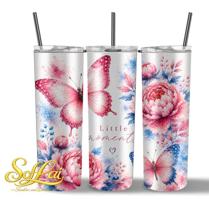 Tumbler Vlinder roze blauw 872