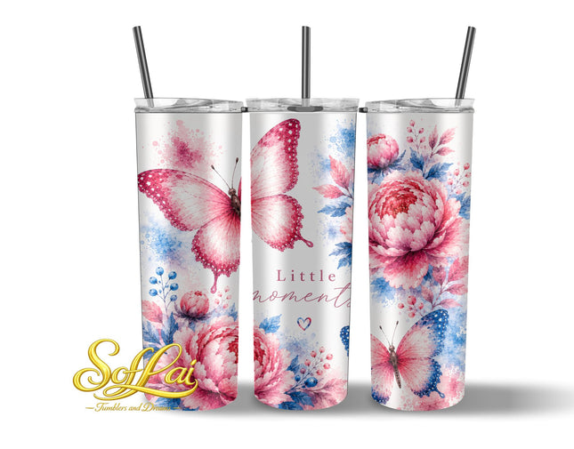 Tumbler Vlinder roze blauw 872