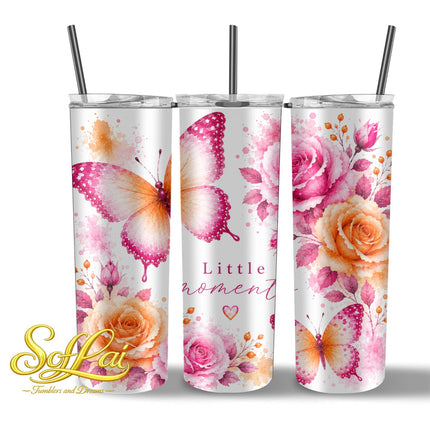 Tumbler Vlinder roze oranje 875