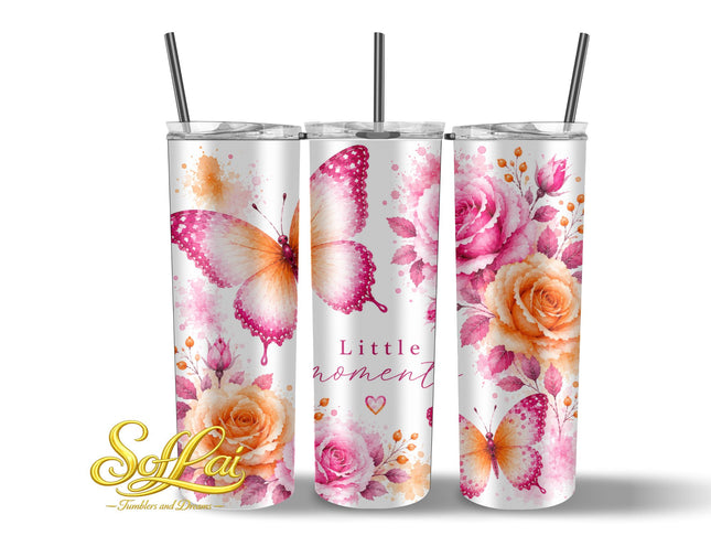 Tumbler Vlinder roze oranje 875
