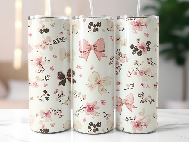 Tumbler bloemen en strikjes