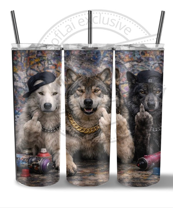 SofLai Exclusive Tumbler - Hond/wolf middelvinger