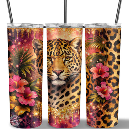 SofLai Exclusive Tumbler - Nox Panter roze bloemen