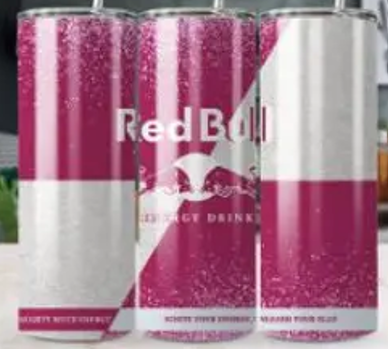 Tumbler Red Bull donker roze licht zilvergrijs